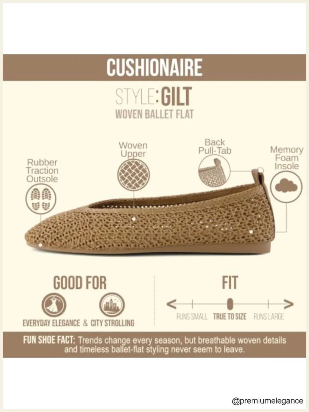 Lightweight Woven Ballet Flats with Memory Foam and Pull On Tab